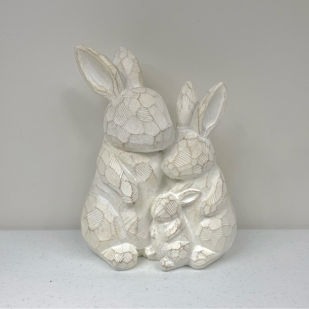 Handcrafted Wooden Easter Bunny Family Of 3 Easter Home Decor w Three Bunnies